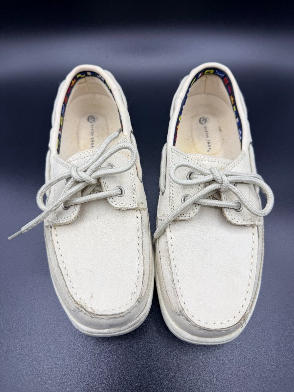Earth Shoe Cream Leather Boat Shoes Men's Size 8